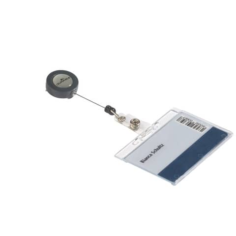 Portabadge Durable chiuso con chiocciola yo-yo per 1 tessera 54x87 mm - conf. 10 pz - 8012-19